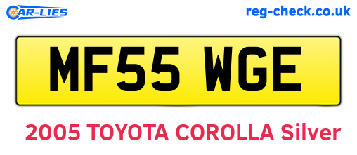 MF55WGE are the vehicle registration plates.