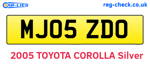 MJ05ZDO are the vehicle registration plates.