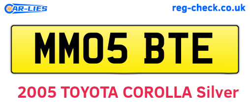 MM05BTE are the vehicle registration plates.