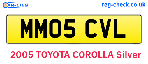 MM05CVL are the vehicle registration plates.