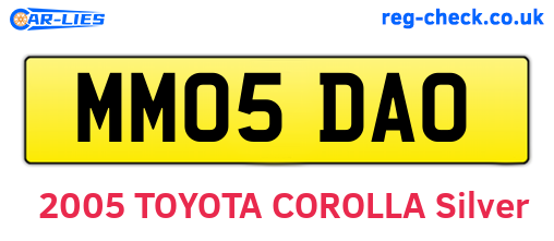 MM05DAO are the vehicle registration plates.