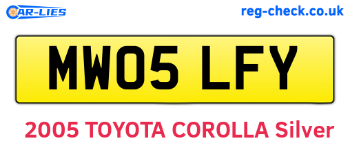 MW05LFY are the vehicle registration plates.