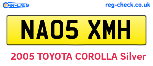 NA05XMH are the vehicle registration plates.