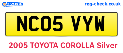 NC05VYW are the vehicle registration plates.