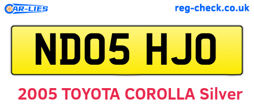 ND05HJO are the vehicle registration plates.