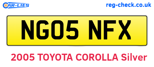 NG05NFX are the vehicle registration plates.