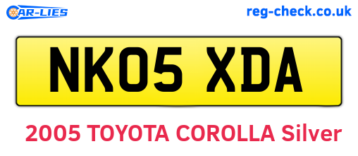 NK05XDA are the vehicle registration plates.