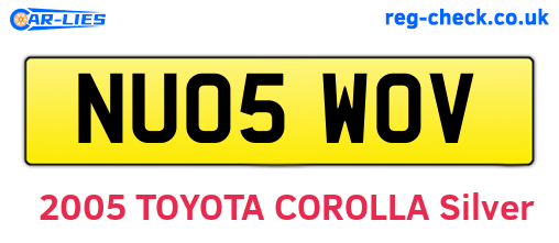 NU05WOV are the vehicle registration plates.