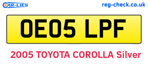 OE05LPF are the vehicle registration plates.