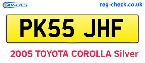PK55JHF are the vehicle registration plates.