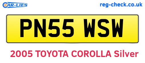 PN55WSW are the vehicle registration plates.