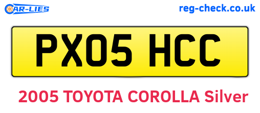 PX05HCC are the vehicle registration plates.