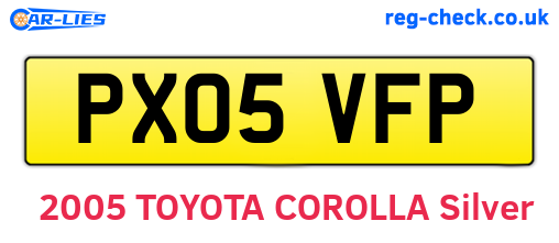 PX05VFP are the vehicle registration plates.