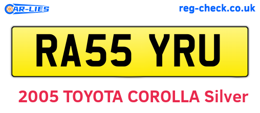 RA55YRU are the vehicle registration plates.