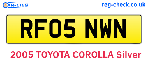 RF05NWN are the vehicle registration plates.