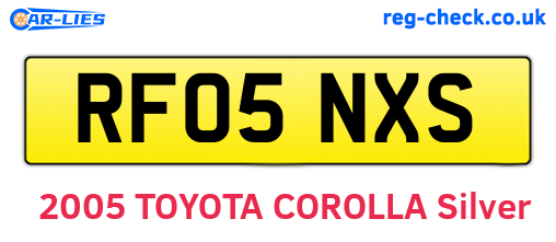 RF05NXS are the vehicle registration plates.