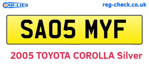 SA05MYF are the vehicle registration plates.