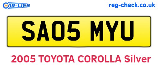 SA05MYU are the vehicle registration plates.