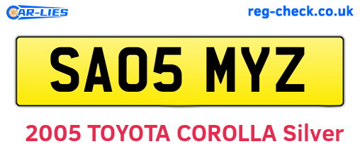 SA05MYZ are the vehicle registration plates.