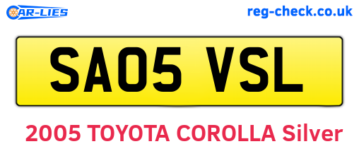 SA05VSL are the vehicle registration plates.