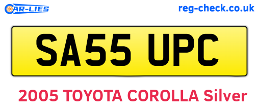 SA55UPC are the vehicle registration plates.