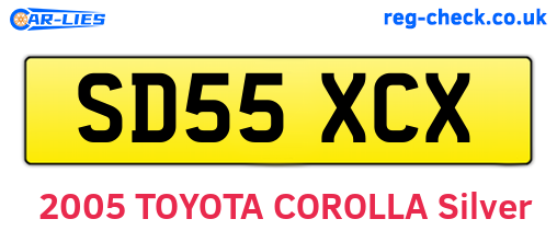 SD55XCX are the vehicle registration plates.