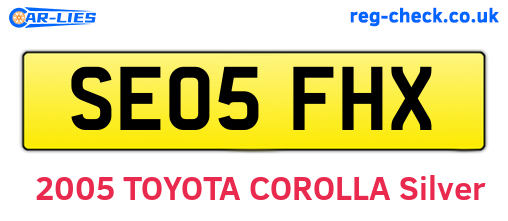 SE05FHX are the vehicle registration plates.