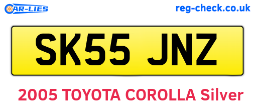 SK55JNZ are the vehicle registration plates.