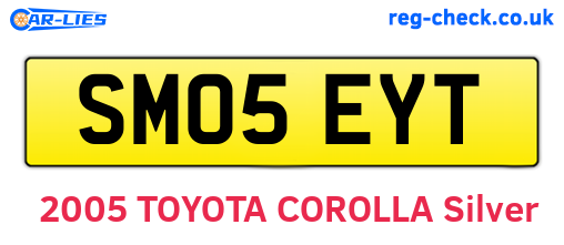 SM05EYT are the vehicle registration plates.
