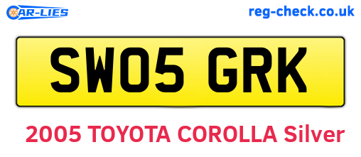 SW05GRK are the vehicle registration plates.