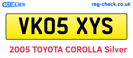 VK05XYS are the vehicle registration plates.