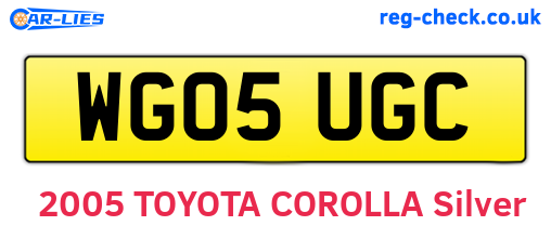 WG05UGC are the vehicle registration plates.