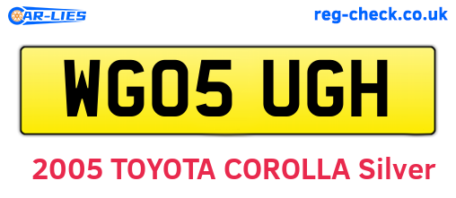 WG05UGH are the vehicle registration plates.