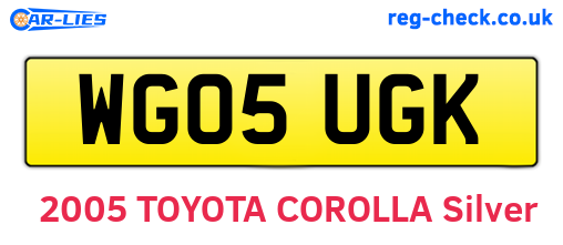 WG05UGK are the vehicle registration plates.