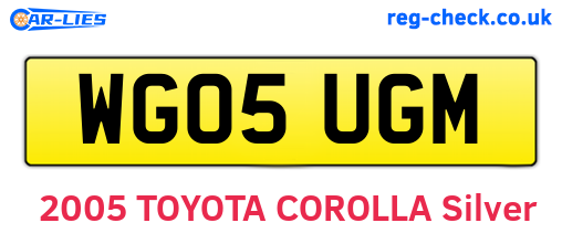 WG05UGM are the vehicle registration plates.