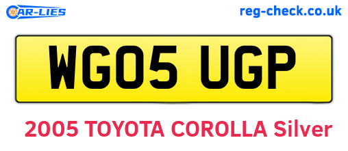 WG05UGP are the vehicle registration plates.