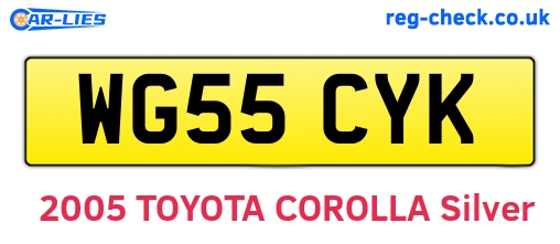 WG55CYK are the vehicle registration plates.