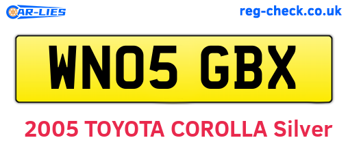 WN05GBX are the vehicle registration plates.