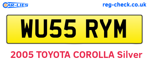 WU55RYM are the vehicle registration plates.