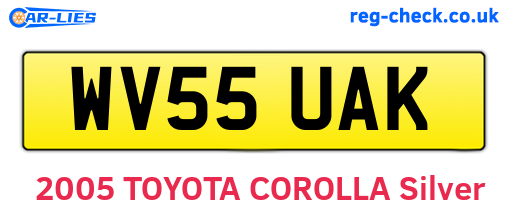 WV55UAK are the vehicle registration plates.