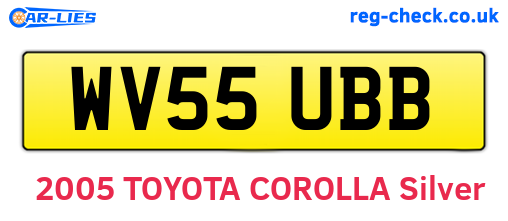 WV55UBB are the vehicle registration plates.