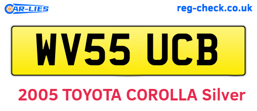 WV55UCB are the vehicle registration plates.