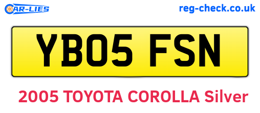 YB05FSN are the vehicle registration plates.