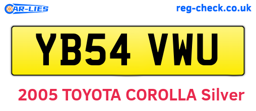 YB54VWU are the vehicle registration plates.