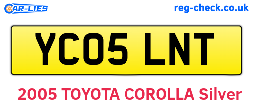 YC05LNT are the vehicle registration plates.