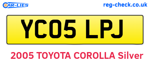 YC05LPJ are the vehicle registration plates.