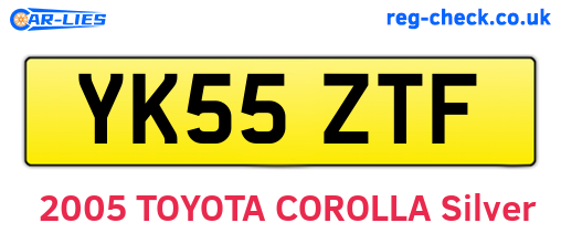 YK55ZTF are the vehicle registration plates.
