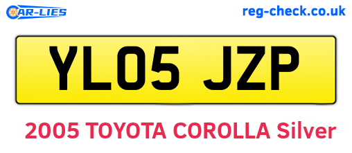 YL05JZP are the vehicle registration plates.