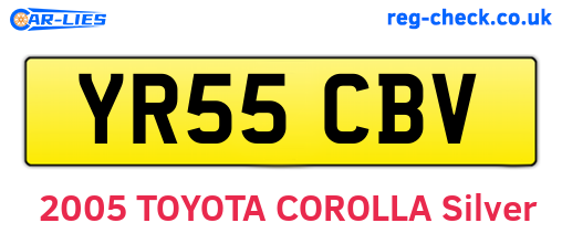 YR55CBV are the vehicle registration plates.