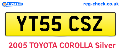 YT55CSZ are the vehicle registration plates.